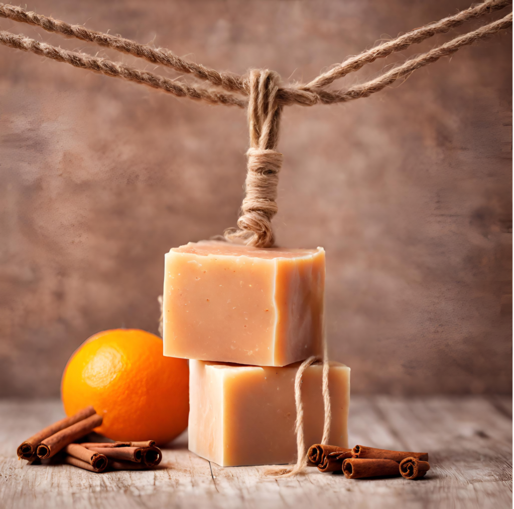 Naravno milo na vrvi pomaranča cimet